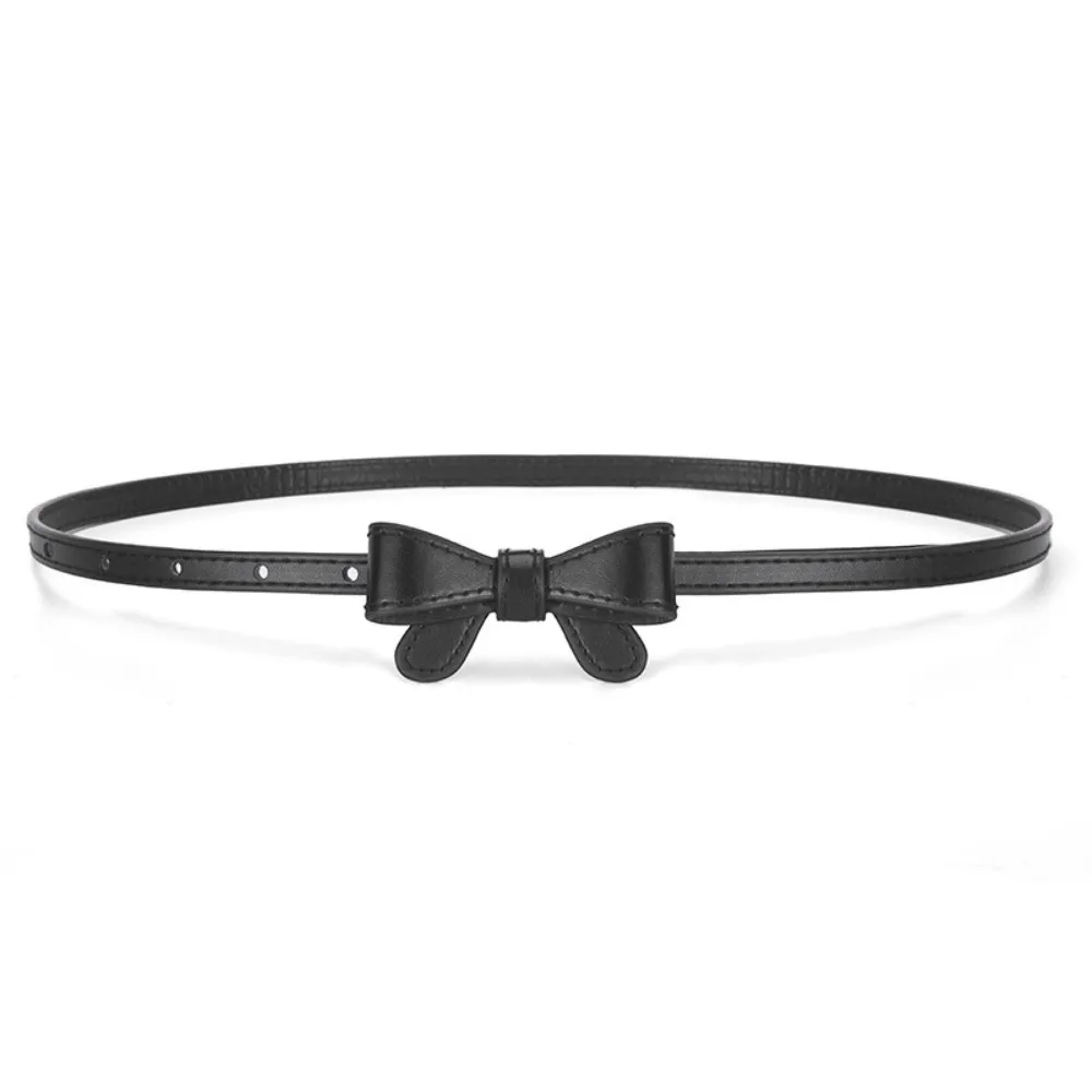 

New Bowknot Leather Belt Solid Color Simple Thin Belt Adjustable Waist Chain Women's Accessories