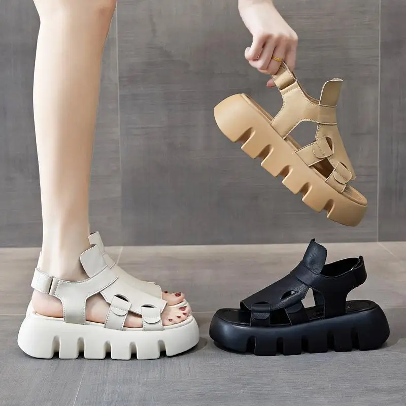 

Hot Seller Sandals for Women New Summer Fashion Versatile Lightweight Sponge Cake Thick Sole Anti Slip Roman Shoes Casual Shoes