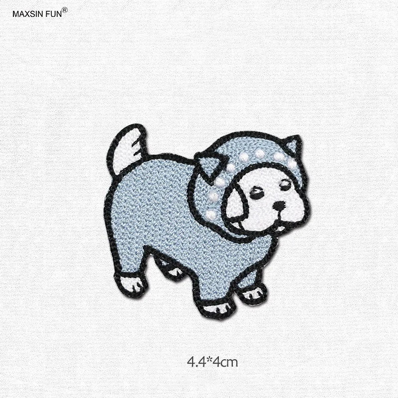 1 Piece Cute Gog Iron on Patch for Clothing Bag Hats DIY Decoration Cartoon Animal Stickers Accessories Back Adhesive