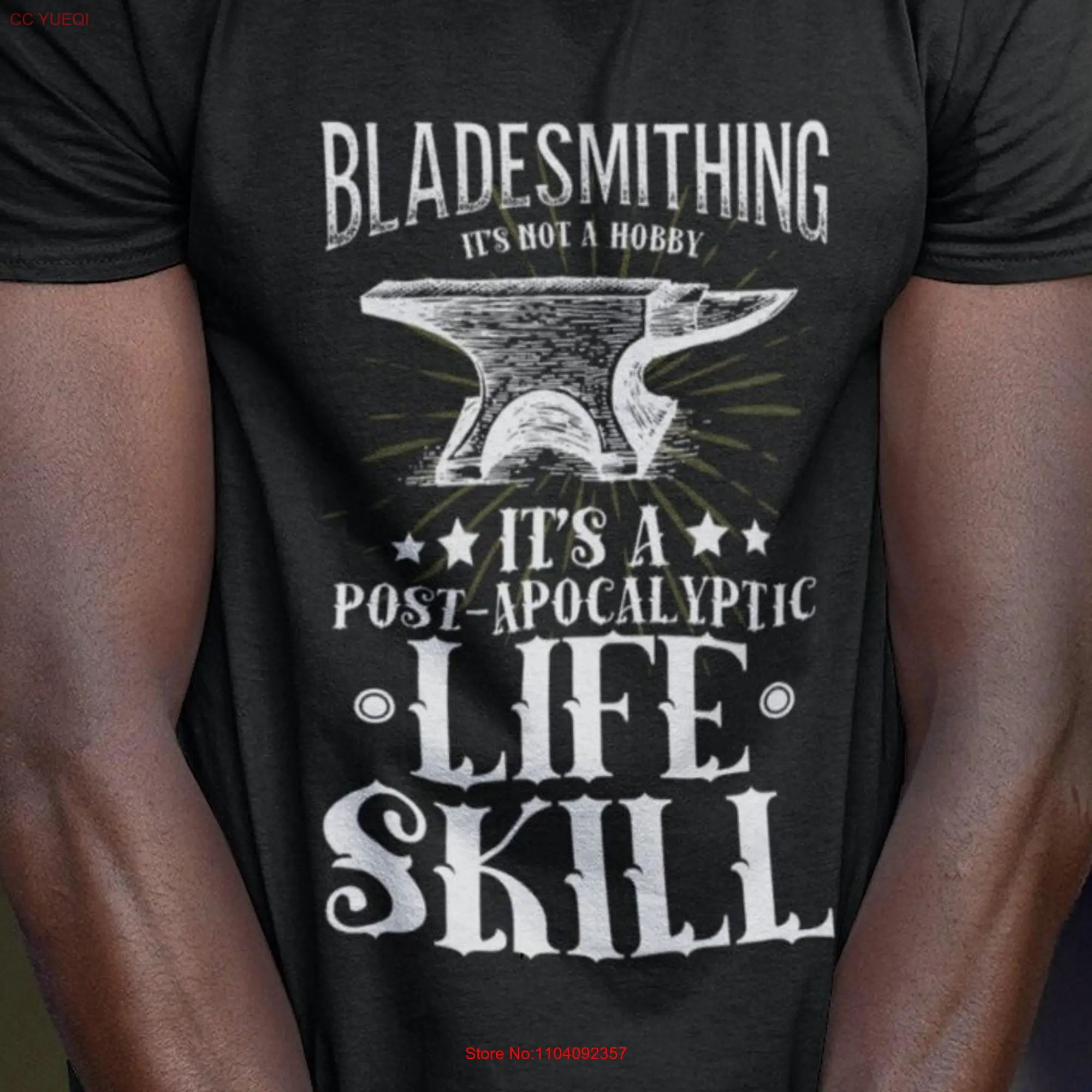 Blacksmith Knife Forging T Shirt Bladesmith Blacksmithing Forged Forger Post Apocalyptic Skill long or short sleeves