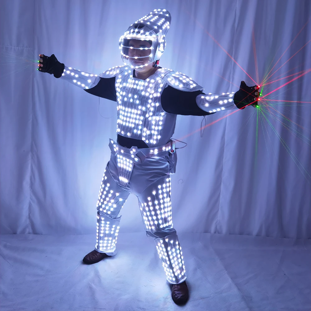 Pixel LED Lights Jacket Coat Stage Dance Costume Tron RGB Light Up Stage Suit Robot Outfit Group Dance Performance