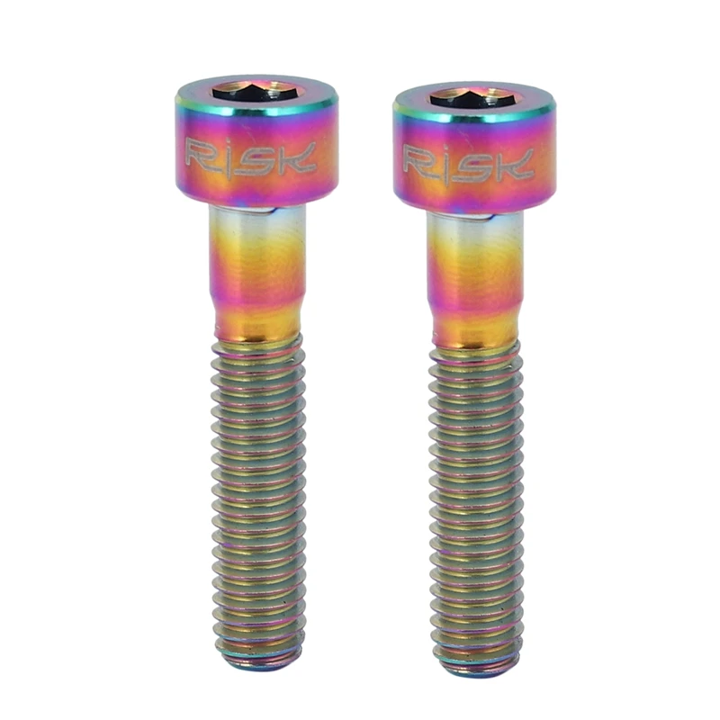 2X M6x30mm Titanium Bolts For MTB Bicycle Column Headset Stem Cap Bolt Bike Screw Rainbow