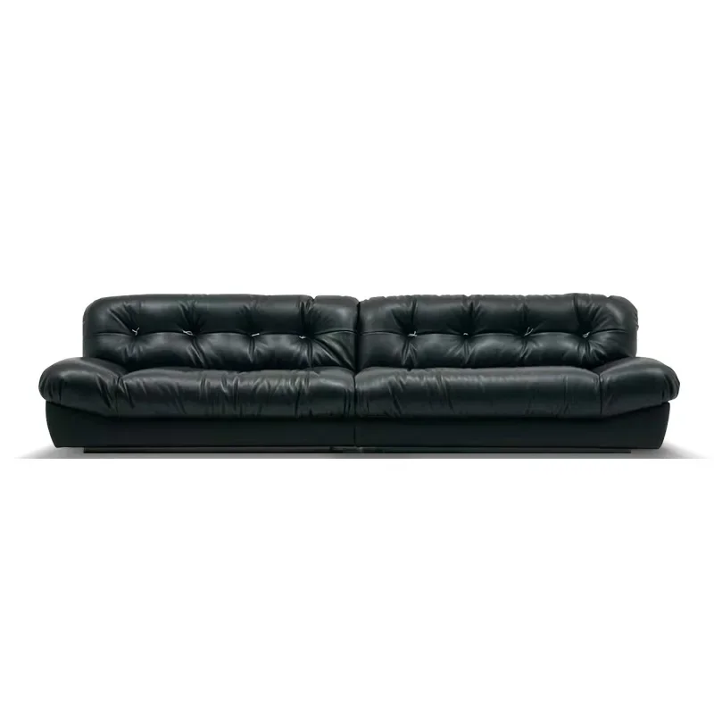 

Cloud leather sofa, first layer cowhide modern living room, four person straight row high end sofa