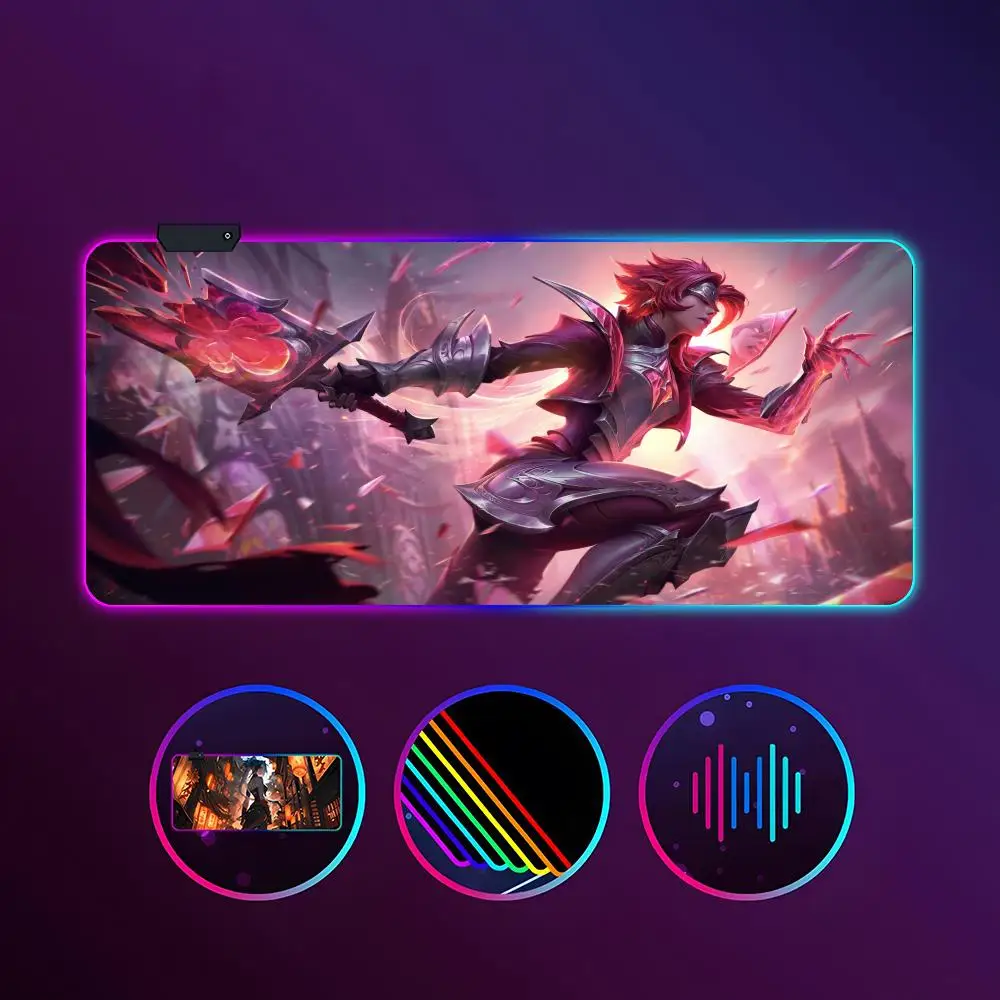 Game League of Legends Riven Mouse Pad RGB luminous 900X400mm large table mat non-slip extra large game office mouse pad