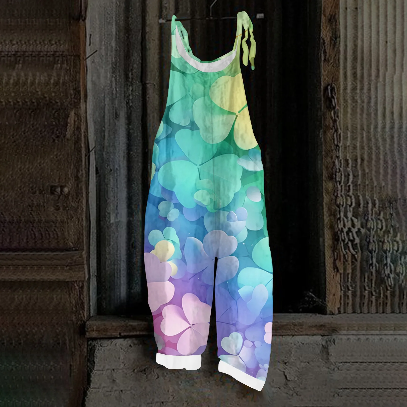 Nuevo mono de moda para mujer del Día de San Patricio, monos estampados, pantalones holgados informales de una pieza para mujer, monos Retro de primavera para mujer