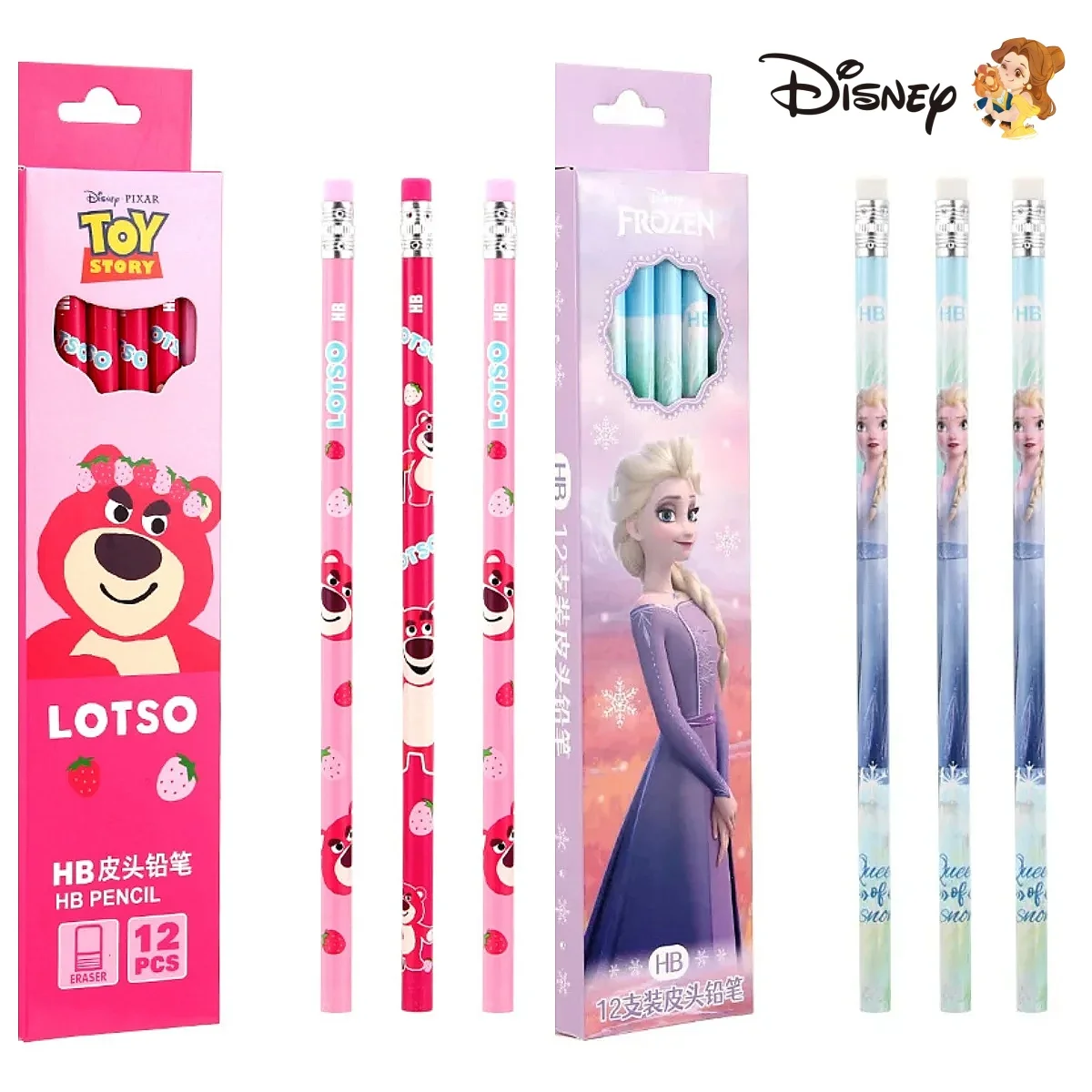 

Disney Elsa Pencil Cute Cartoon Action Anime Figures Lots-o'-Huggin' Winnie The Pooh Belle Alice Pencil Cartoon Childrens Gifts