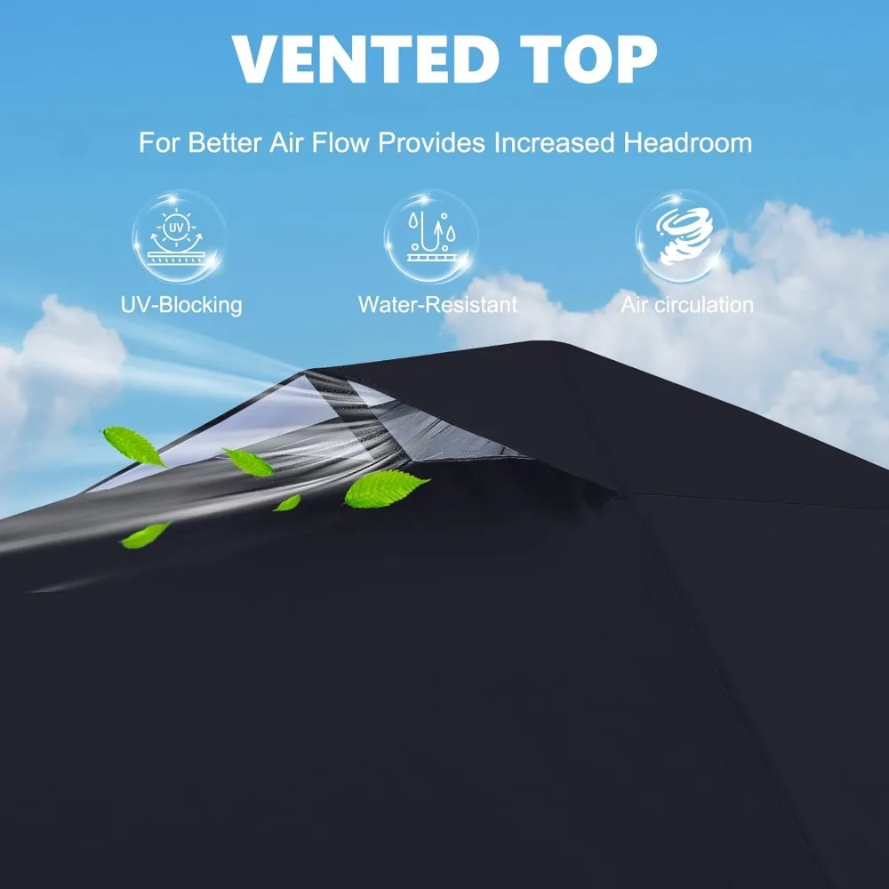 Durable 10'x10' Black Pop-Up Canopy Tent with One Side Panel