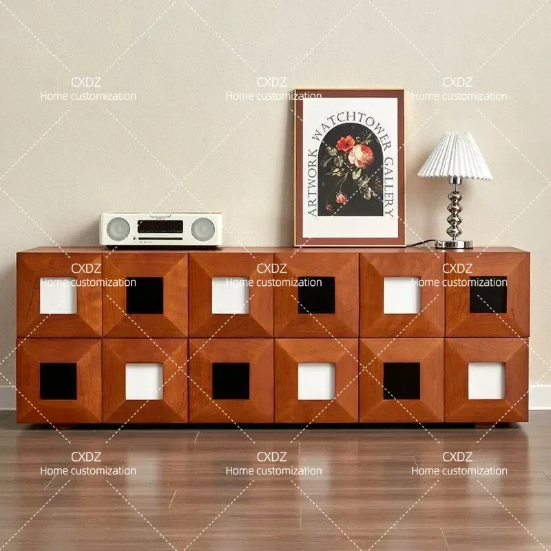 Nordic Solid Wood Chest Combination Multi Functional Locker Storage Cabinet Bedside Table TV Cabinet Wall Cabinet