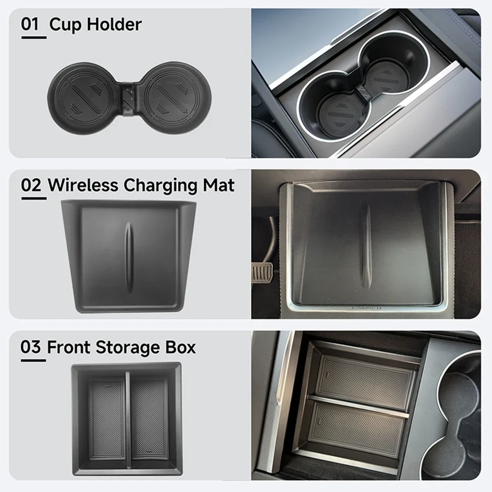 For Tesla Model Y Juniper Accessories Storage Box Center Console Storage Box Cup Holder for Tesla Model Y Juniper 2025 2026