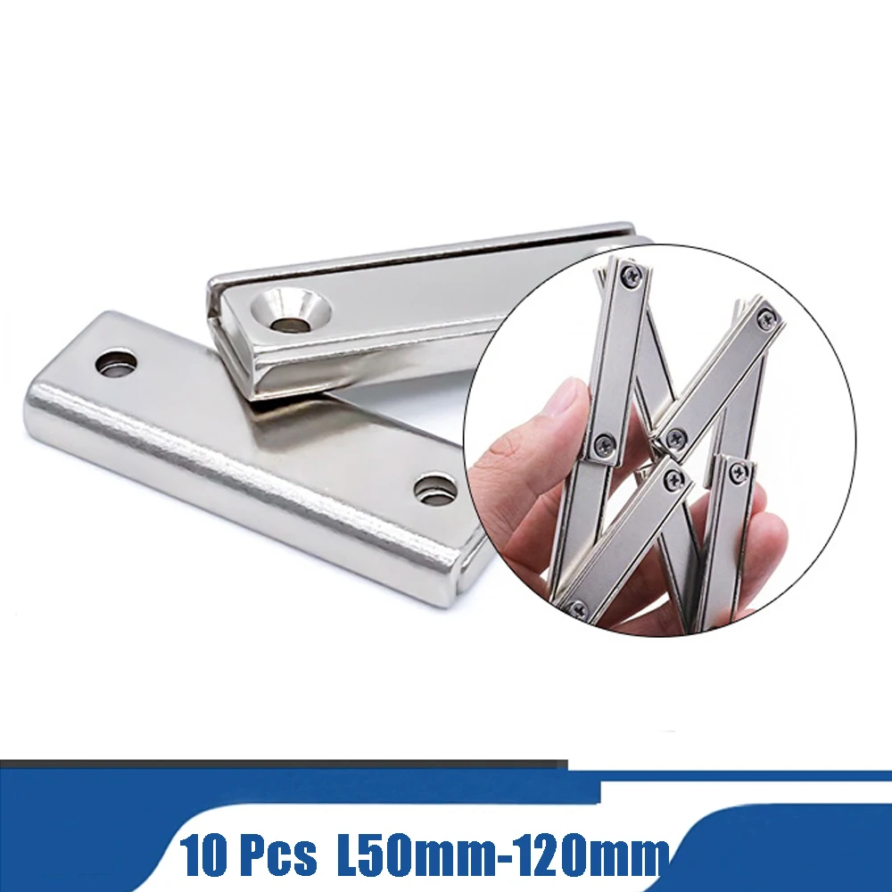 

10 Pcs N35 50mm 60mm 80mm 100mm 120mm Neodymium Rectangle Pot Magnet N35 Strong Magnetic Steel Pot Protect With Countersunk Hole