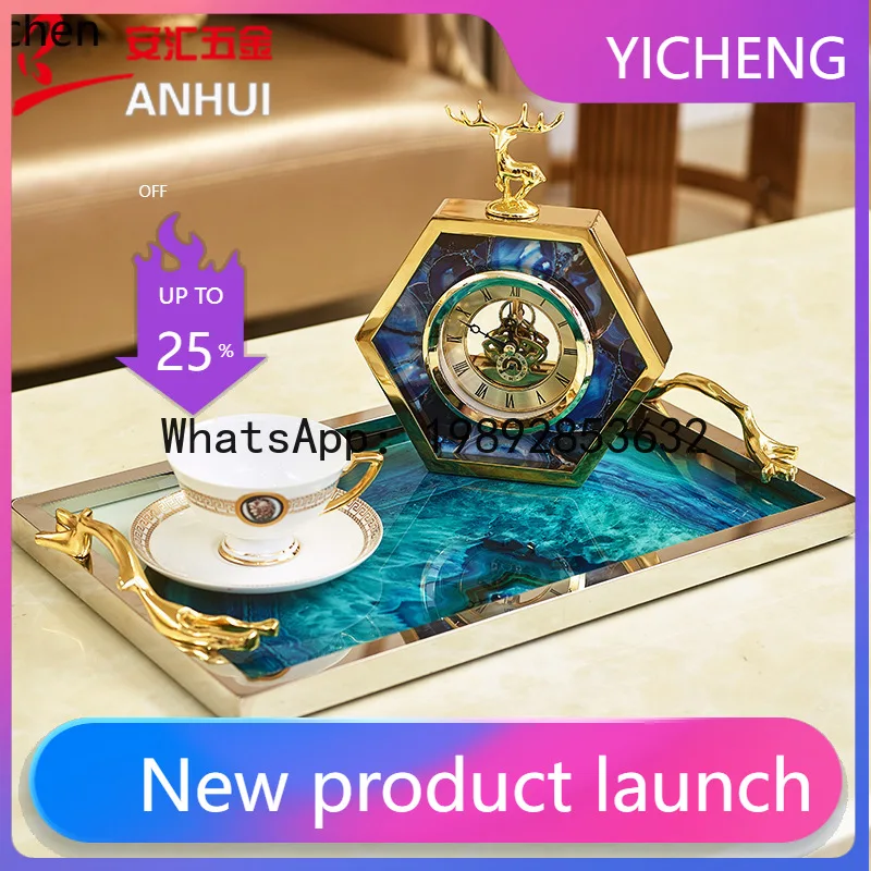 Glass New Home Storage Tray Agate Stone Home Metal Decorative Item