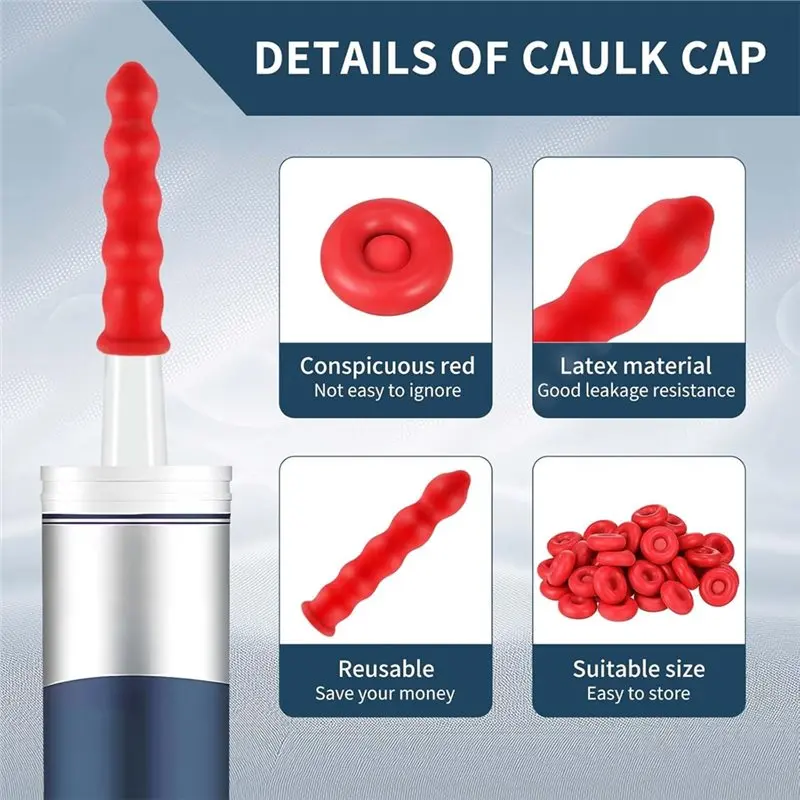 ABRW-Reusable Anti-Drying Sealant Tip Cover 60Pcs Latex Caulking Nozzle Protector Silicone Sealant Glass Caulk-Gun Rubber Sleeve