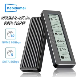 10Gbps M.2 NVME/NGFF Dual Protocol SSD Enclosure with Display Screen Intelligent Digital Health Detection USB Type C SSD Adapter