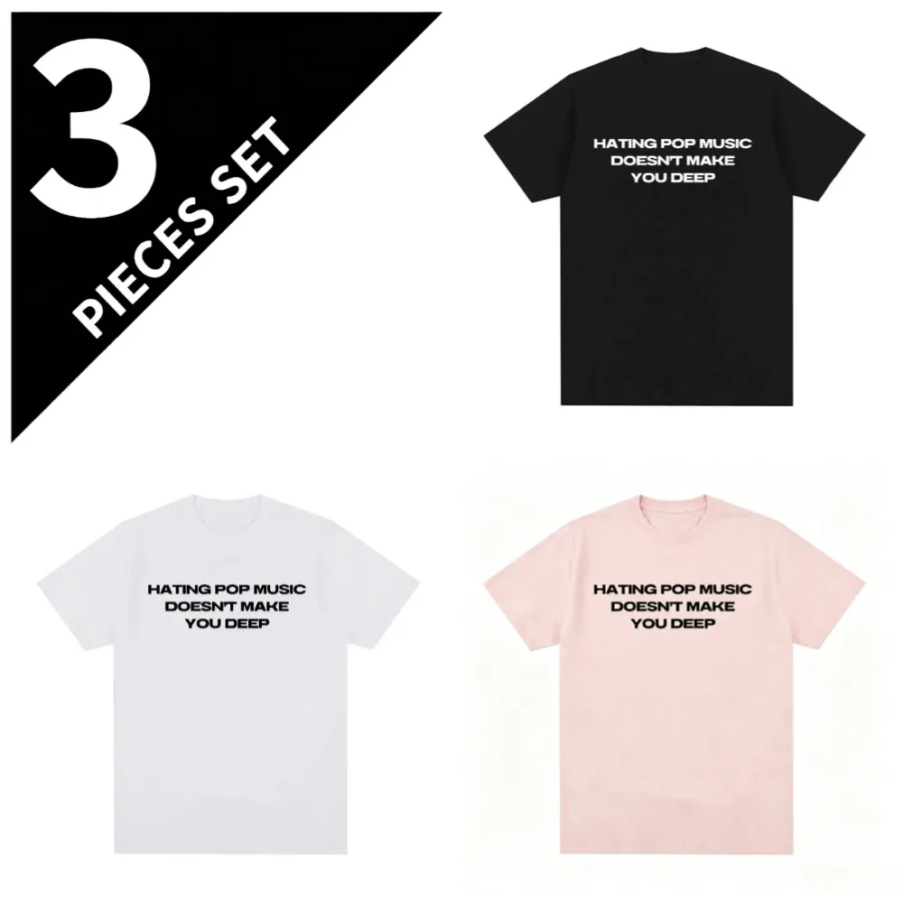 Pop Music Funny Letter Slogan Graphic Women T-Shirt Minimalist Oversized Casual Streetwear Tee