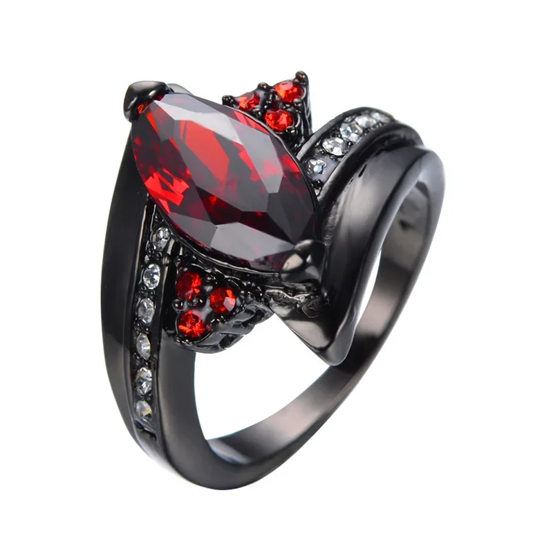 Nuevo anillo de rubí con forma de ojo de caballo para mujer, anillo de acero inoxidable con diseño de dragón para hombre, accesorios para parejas