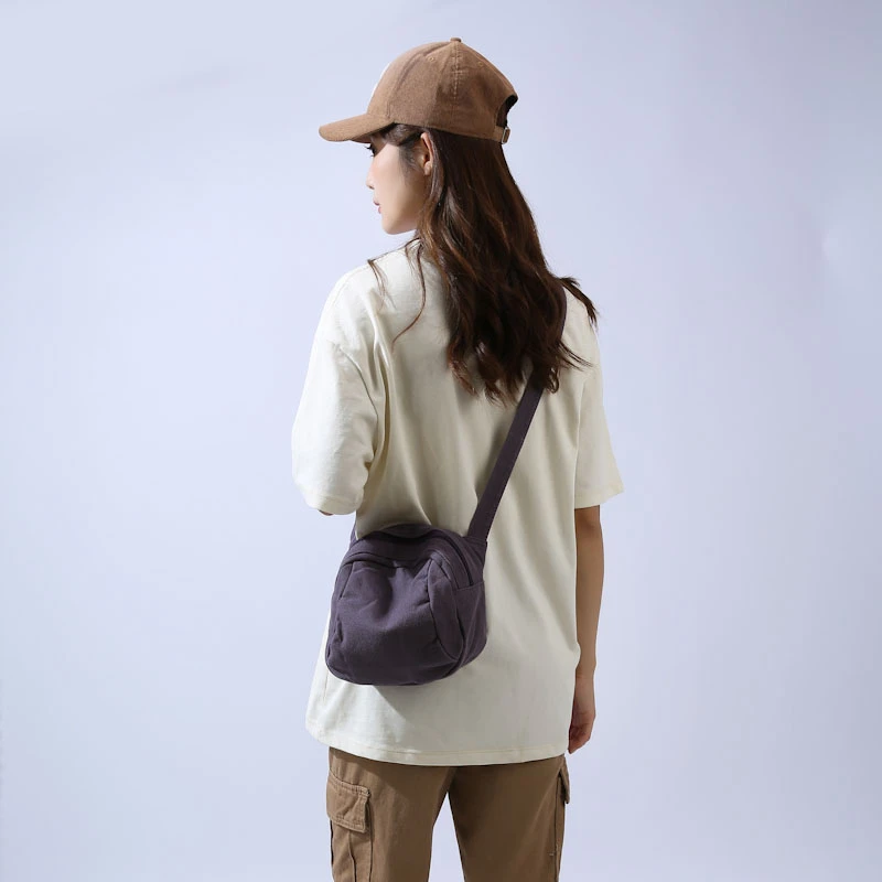 Canvas Casual Crossbody Purse Zipper Unisex Shell Hobo Bag Adjustable Strap Washable Solid Handbag Pouch