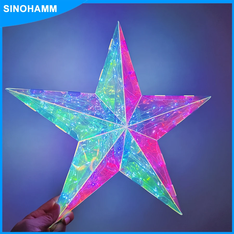 Luminous Artificial LED Table Lamp Decorative Five-pointed Star Iridescent USB Hanging Party Xmas Indoor Ceiling Decoration