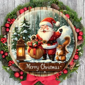 Noel Arka Plan Asılı Baskı, İşareti, Noel Baba, Sincap, Kar Tanesi, Kar, Kutsal, Ahşap, Sundurma, Çelenk, Sıcak, Kış, 1 Adet 8 en çok satan mutlu Noeller " işareti-no. 7