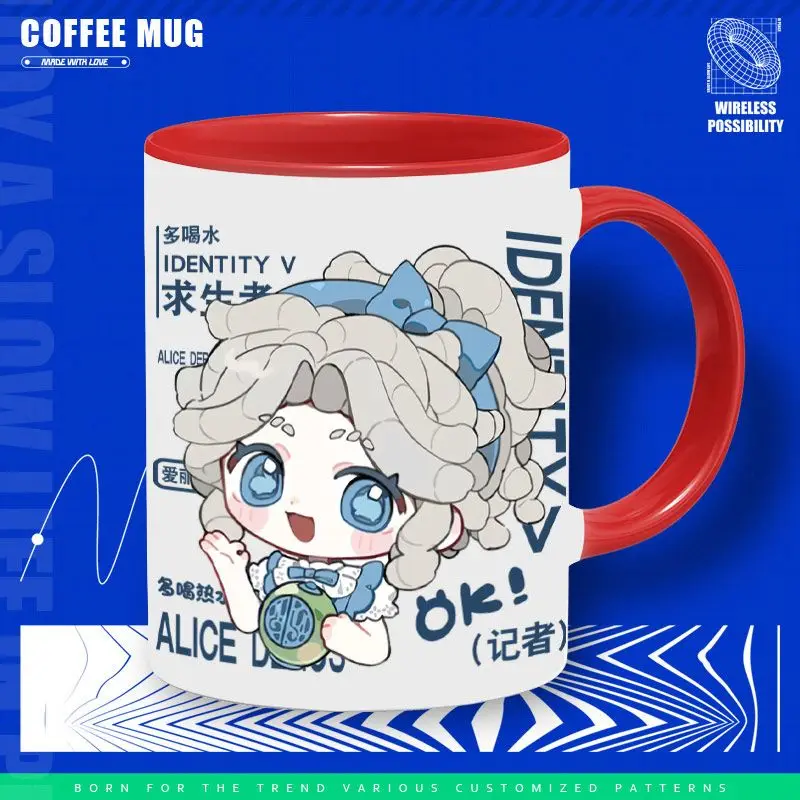 แก้วกาแฟเซรามิคลายพิมพ์น่ารัก รุ่น Q Version ลายเกมอนิเมะ Anime Identity V Bloody Queen Embalmer Reporter Prisoner ของขวัญปี 2025
