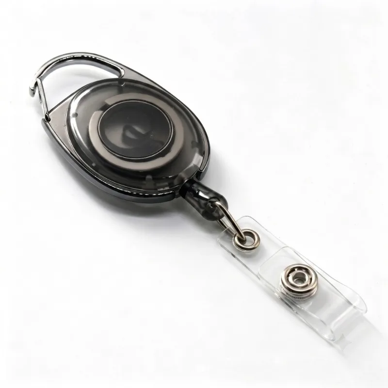 1Pc Candy Color Clear Badge Reel with Metal Bumper Keychain Pass Work Card Holder Clip Oval Badge Holder Accessories Tag Clips