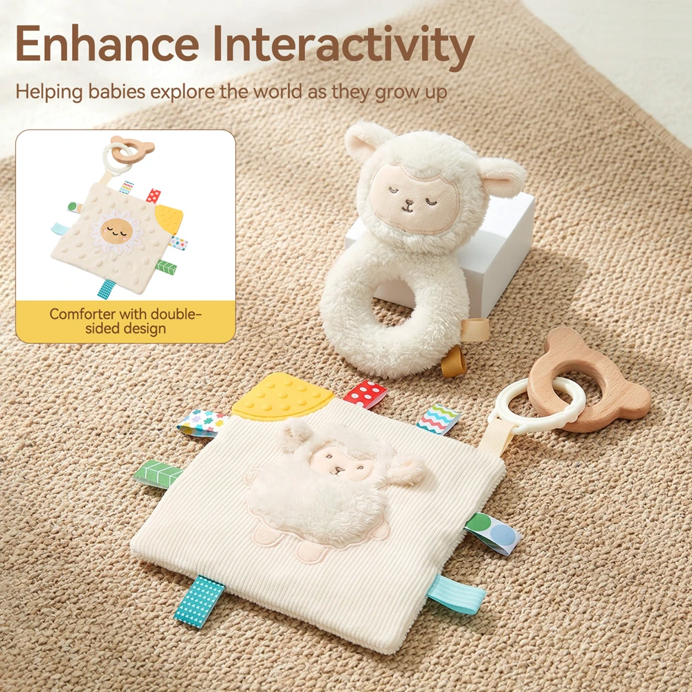 Baby Rattle Toy Set - Sheep Security Blanket and Rattle 2
