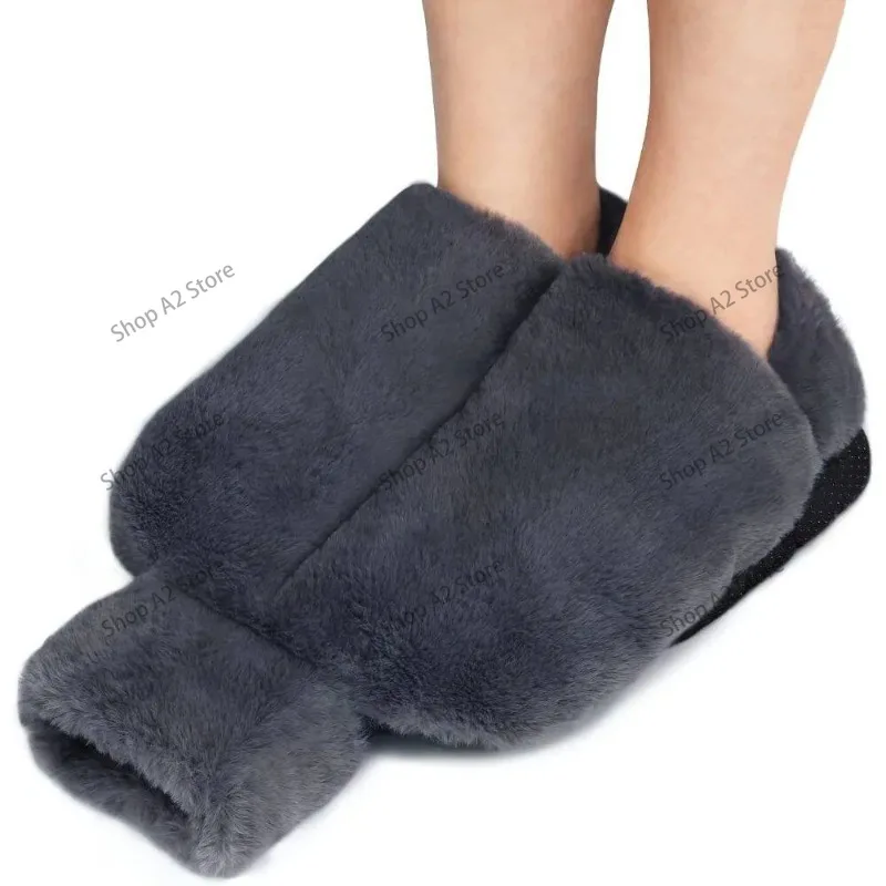 Safe Water-filled Rubber Foot Warmer with Plush Cover Large Size Hot Water Bag Explosion Proof Soft Foot Heating Pad Sofa