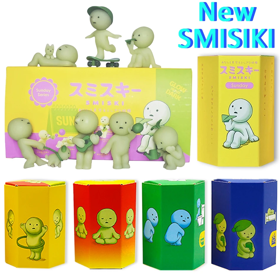 

Smiski Blind Box Sunday Series Yoga Fitness Series Mini Figure Noctilucent Decoration Doll Bedroom Toilet Series Model Toy Gift