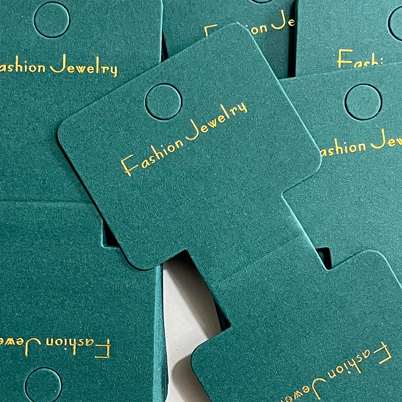 50 pz 10*5 cm Verde Pieghevole Carta Kraft Carte Da Imballaggio Gioielli FAI DA TE Espositori Titolari Collana Fatta A Mano Braccialetto Cartellini Dei Prezzi Al Dettaglio