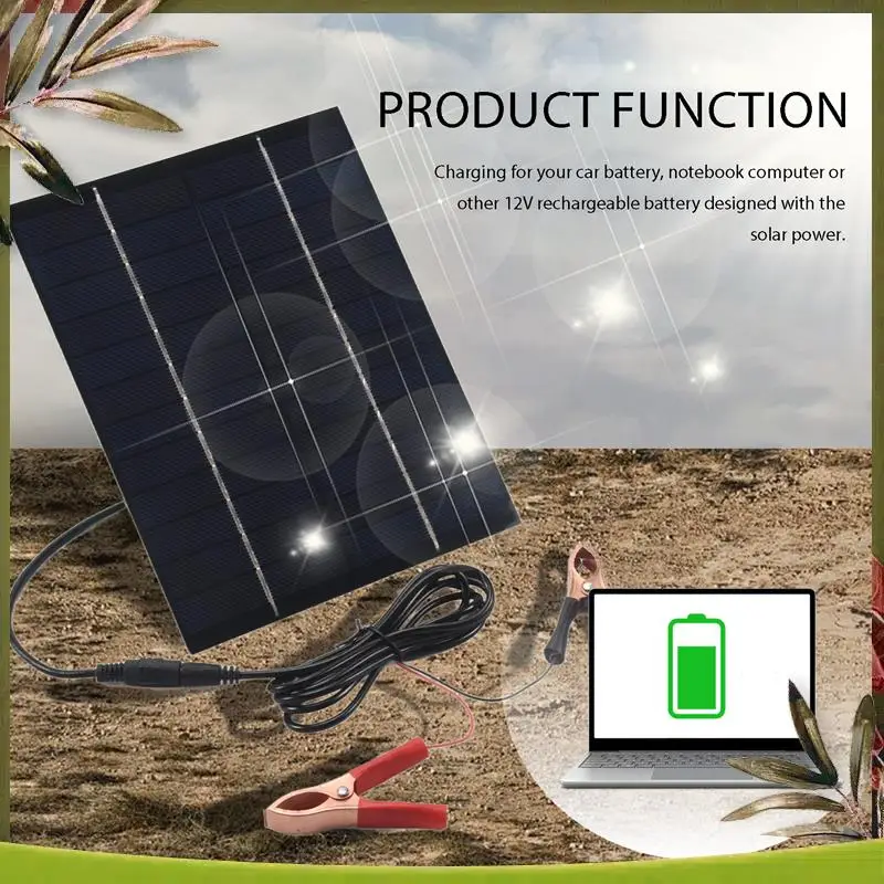 AB98-5.5W 12V Solar Panel Battery Charger Board Waterproof Polycrystalline Plate Outdoor Emergency Charging Board For Boat Car M
