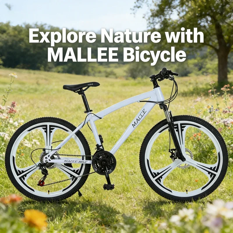 

White 3-Blade Wheel Mountain Bike 24 Inch Variable Speed Off-Road Outdoor Bicycle for Students One-Piece Dropshipping Design