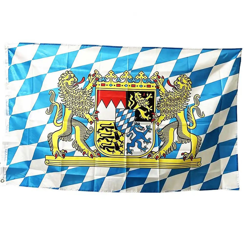 Bavarian Flag Germany Coat of Arms 90x150cm Bavaria Lions Oktoberfest Banner 3x5 Ft For Home Garden Bar Party Decoration