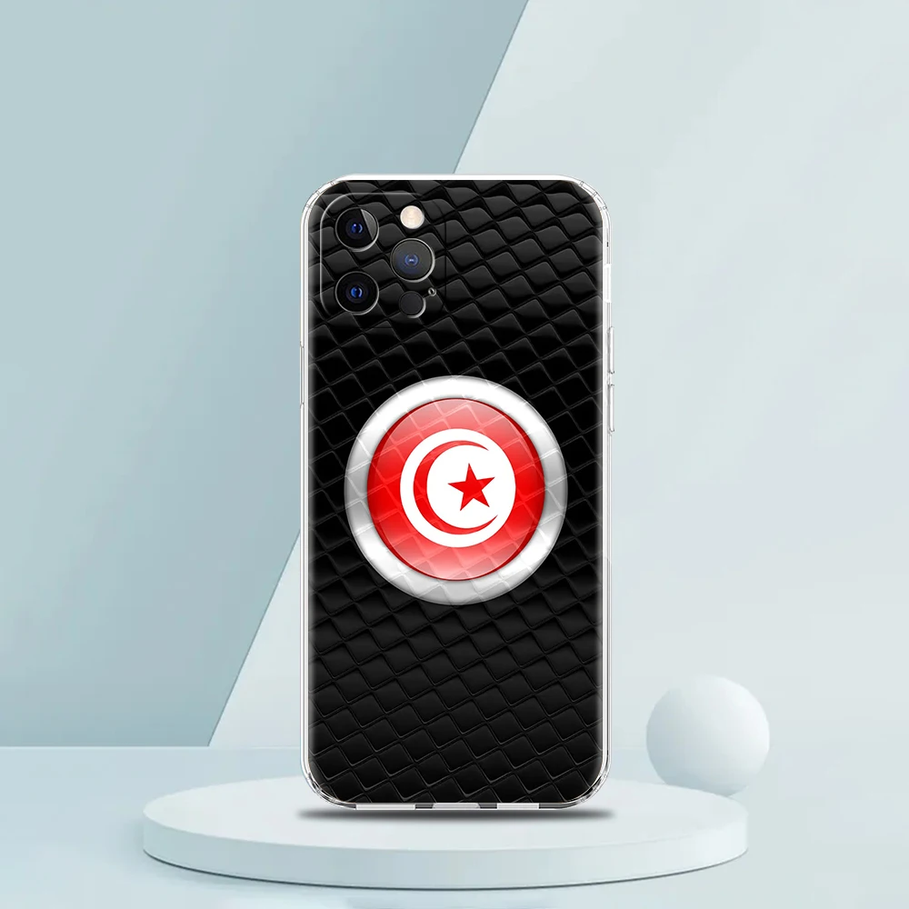 Tunisia Flag Soft Transparent Phone Case Cover for iPhone 16 15 14 13 12 11 Pro Max XR 8 7 Plus XS Max Shockproof Shell Fundas