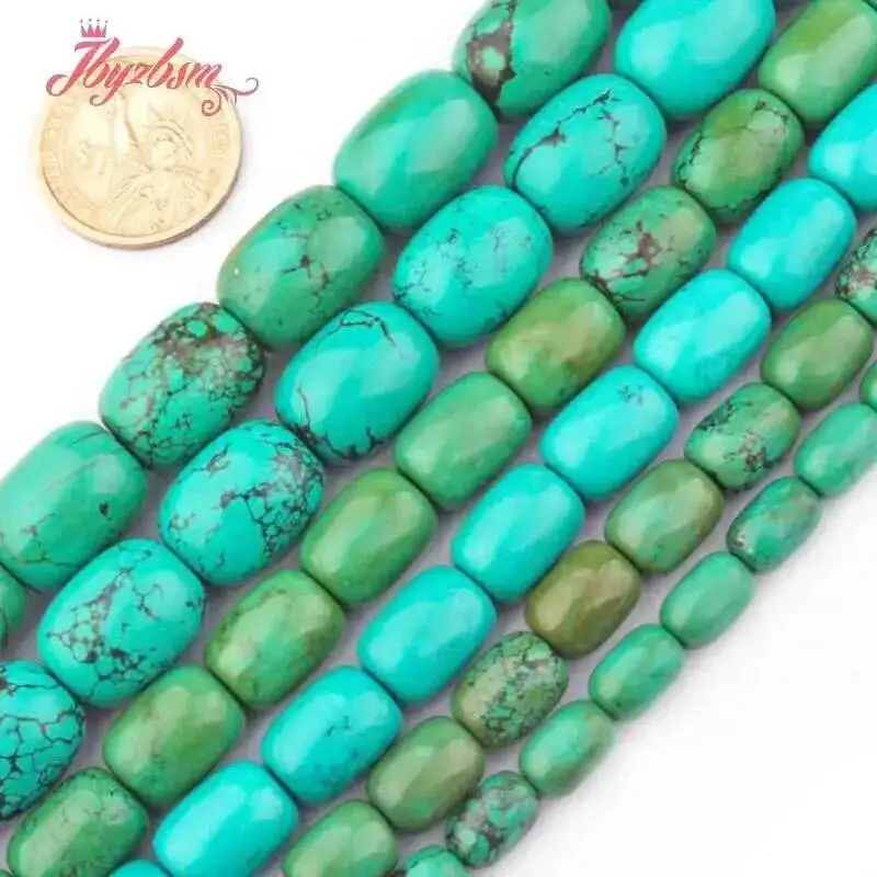 8x12/10x14/12x16mm Natural Turquoise Column Stone Beads Spacer Strand 15 Inches For Necklace Jewelry Making DIY Loose Beads