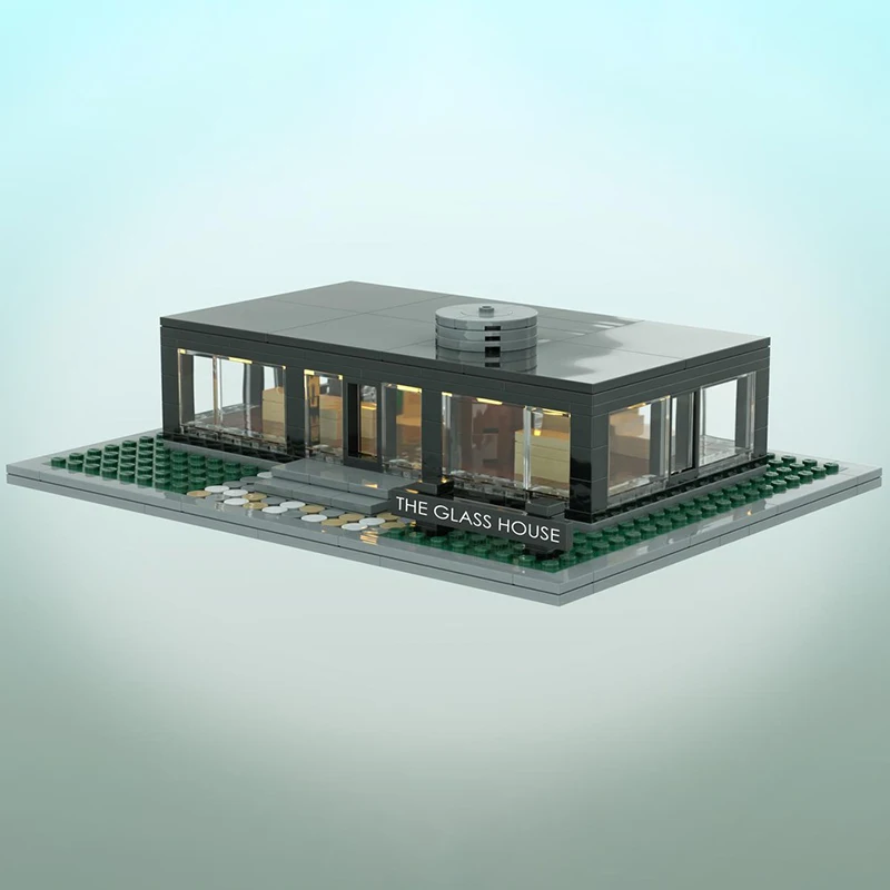 Model Ulicy Miejskiej Klocki Konstrukcyjne Moc Szklany Dom Model Technologiczny Cegła DIY Zestaw do Składania Zabawka Konstrukcyjna Zestaw Świąteczny Prezent