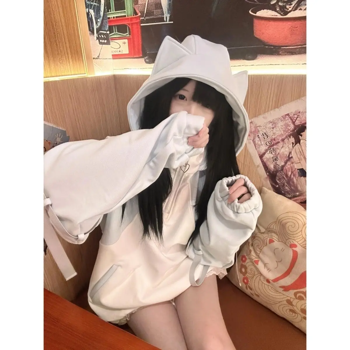 Japanischen Stil Y2K Mode Mantel Frauen Hoodie Harajuku Streetwear Sweatshirt Kawaii Kleidung Übergroße Hoodies Chic