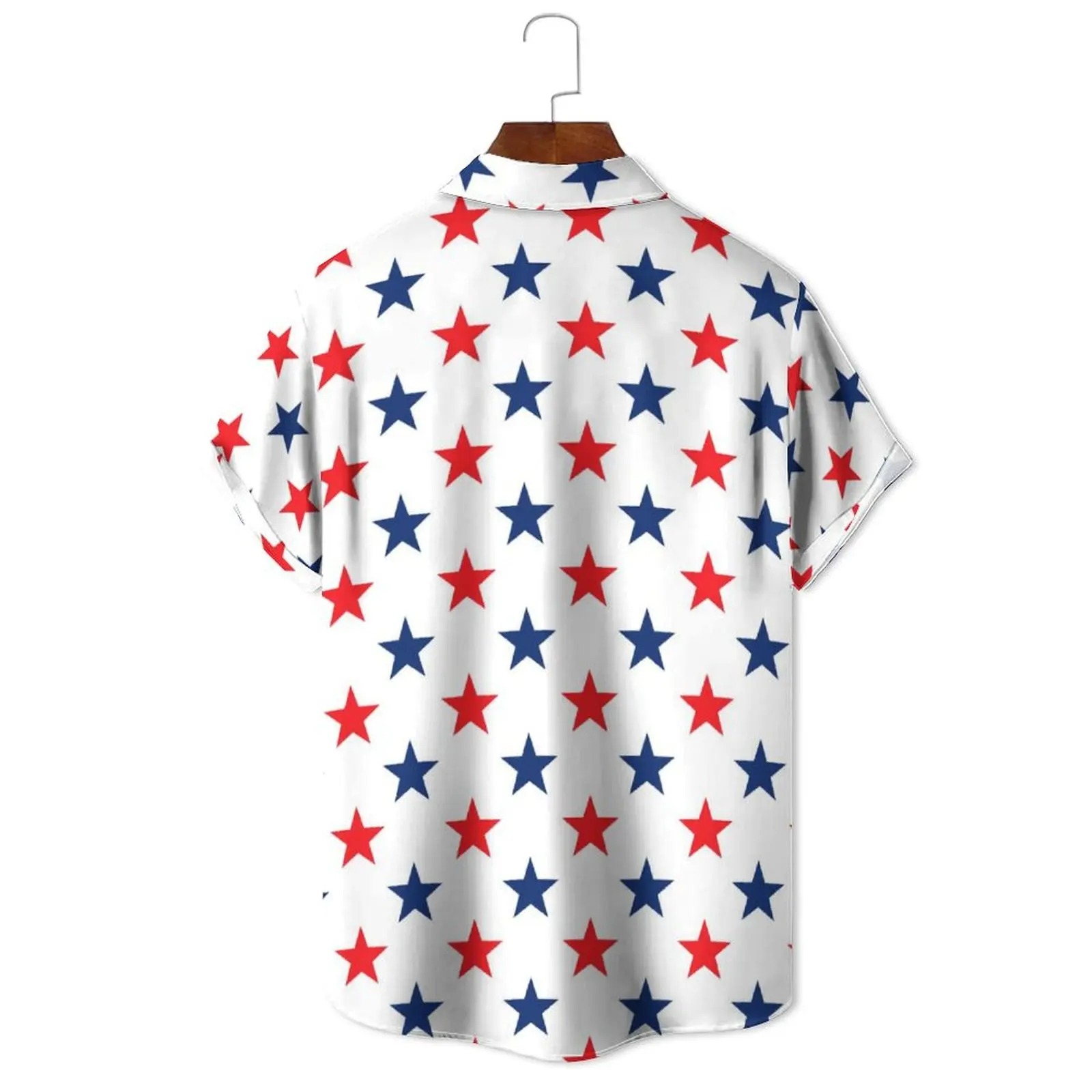 Men's/Women's Fashion Variety Summer Loose Casual Multi-Color Five-Pointed Star Simple Printed Lapel Short-Sleeved Shirt