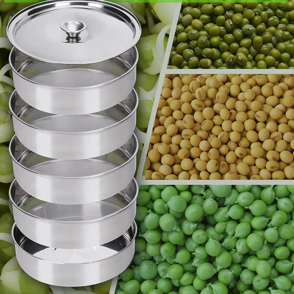 Kit de bandeja de brotes, bandeja de germinación de cultivo sin suelo de acero inoxidable, herramientas de jardinería y hidroponía para interiores