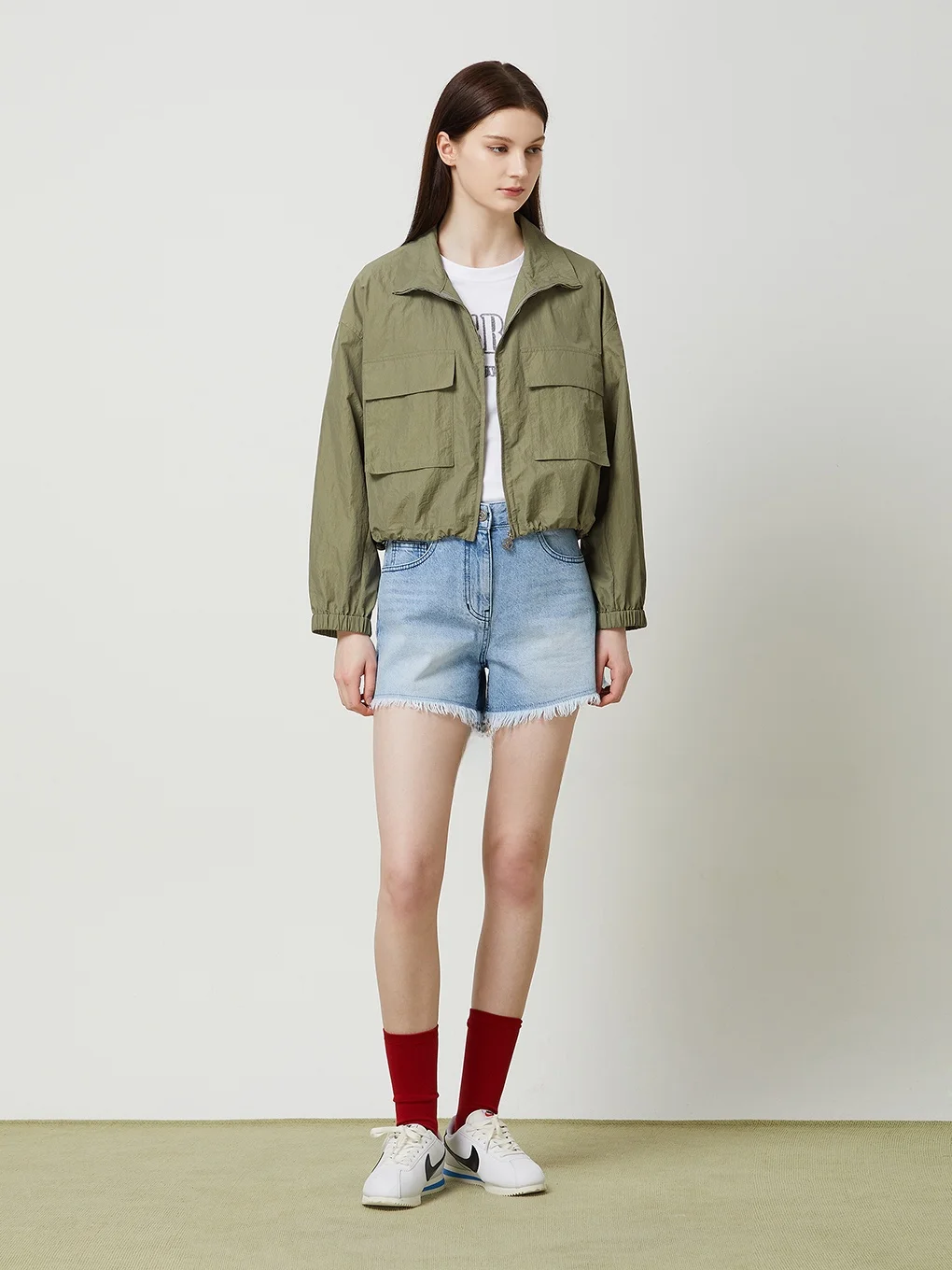 Effetto dimagrante Tessuto di protezione solare Colletto piegato Raccolto ort Jaet Top Pendolarismo Capispalla versatile Leggero da donna...