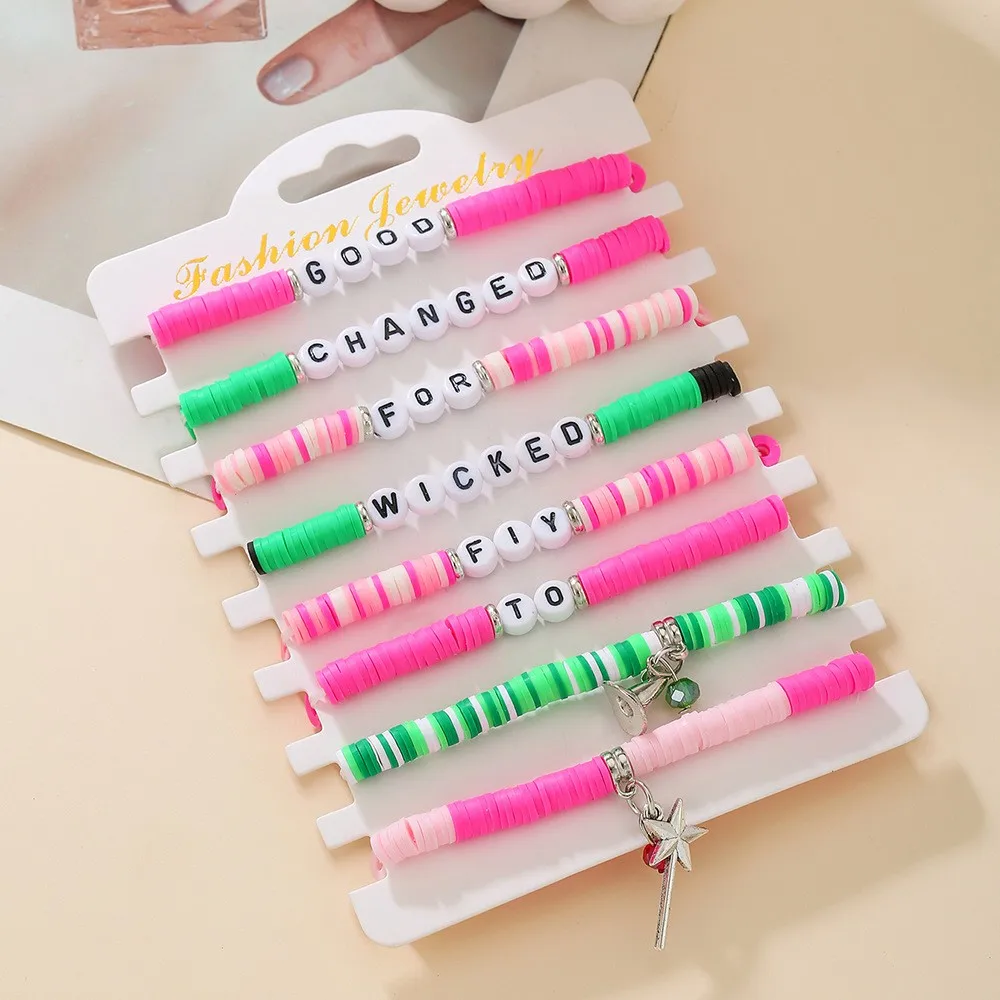 6pcs/set Magic Stick Hat Charms Bracelet Colorful Clay Beads Couple Bracelets Wicked Bracelet Friend Jewelry Gifts