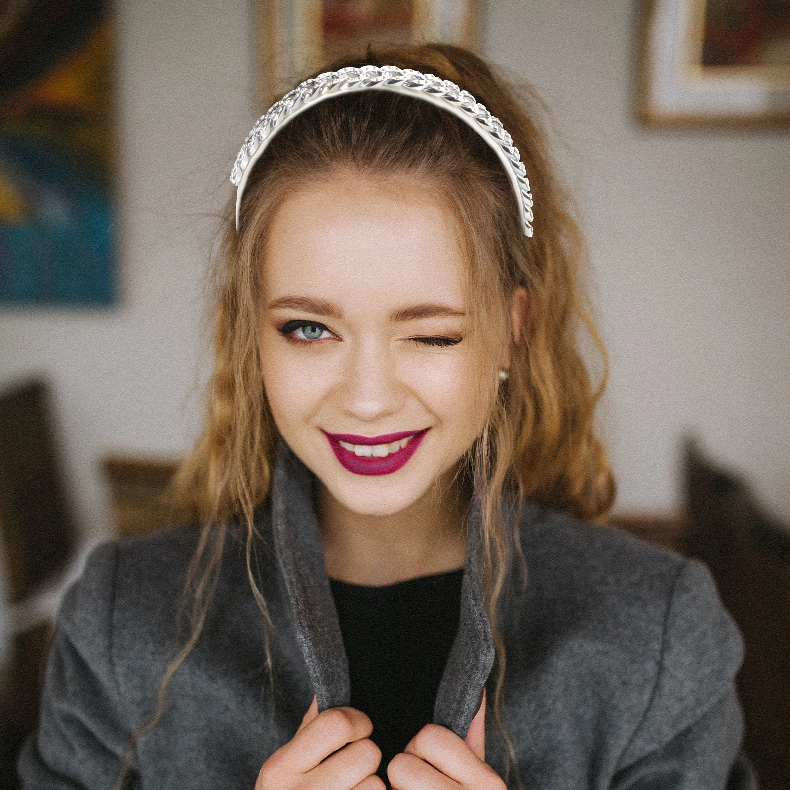

Pink Hair Hoop Wide Band Comfortable Daily Wear Women Headdress Fashion Accessories Hair Tying Tool Beautiful Color Glossy Metal