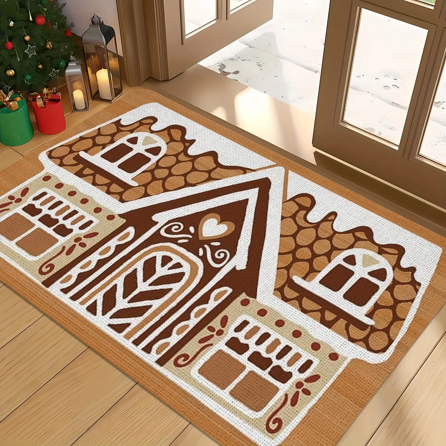 1pc Cookie‑House‑Pattern Rectangular Area Rug, Indoor & Outdoor Floor Mat for Bathroom, Living Room, Bedroom, Kitchen, Office