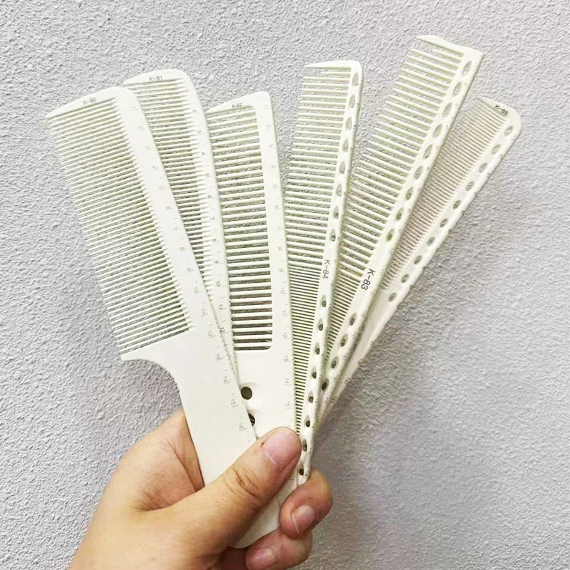 Professional Barber Rat Tail Combs for Fashion Designer Haircut Mark Measuring Ruler Hair Tools White Hairdressing Accessories