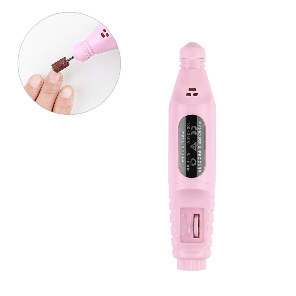 Tragbare Nagelpoliermaschine, rosa, langlebiges elektrisches Maniküre-Werkzeug, wiederaufladbarer USB-Nagelkunstpolierer für den professionellen Heimgebrauch