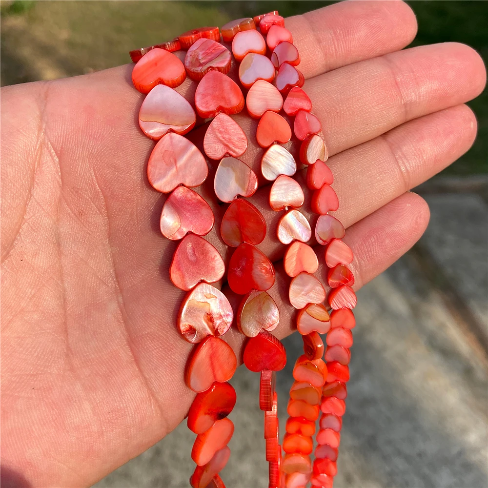 Natural Heart Shape Freshwater Shells Bead Muticolor Dyed Mother of Pearl Shell Loose Spacer Beads For For Jewelry Making DIY