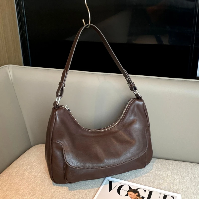 YANATARI underarm cowhide Genuine leather handbags women vintage shoulder bag female coffee bag luxury bag high quality 2024