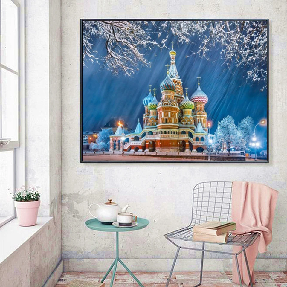 AB 90 Colors Diamond Painting 5D Landscape Cross Stitch Bead Embroidery Church Art Kits Home Decoration Full Drill Wall Stickers