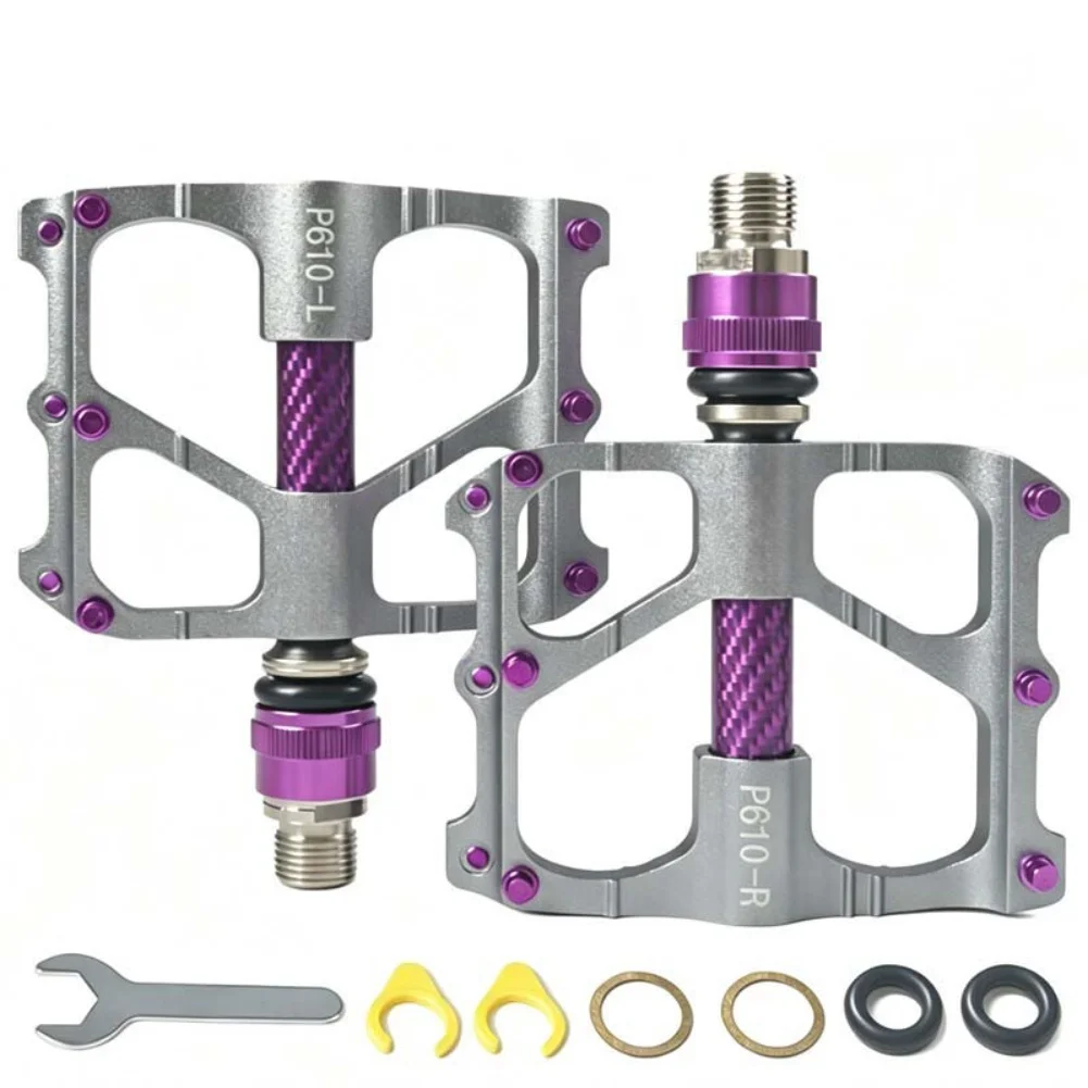 Lightweight Aluminum Alloy Pedals with Quick-Release Functionality and Smooth Threaded Engagement for Various Bike Types