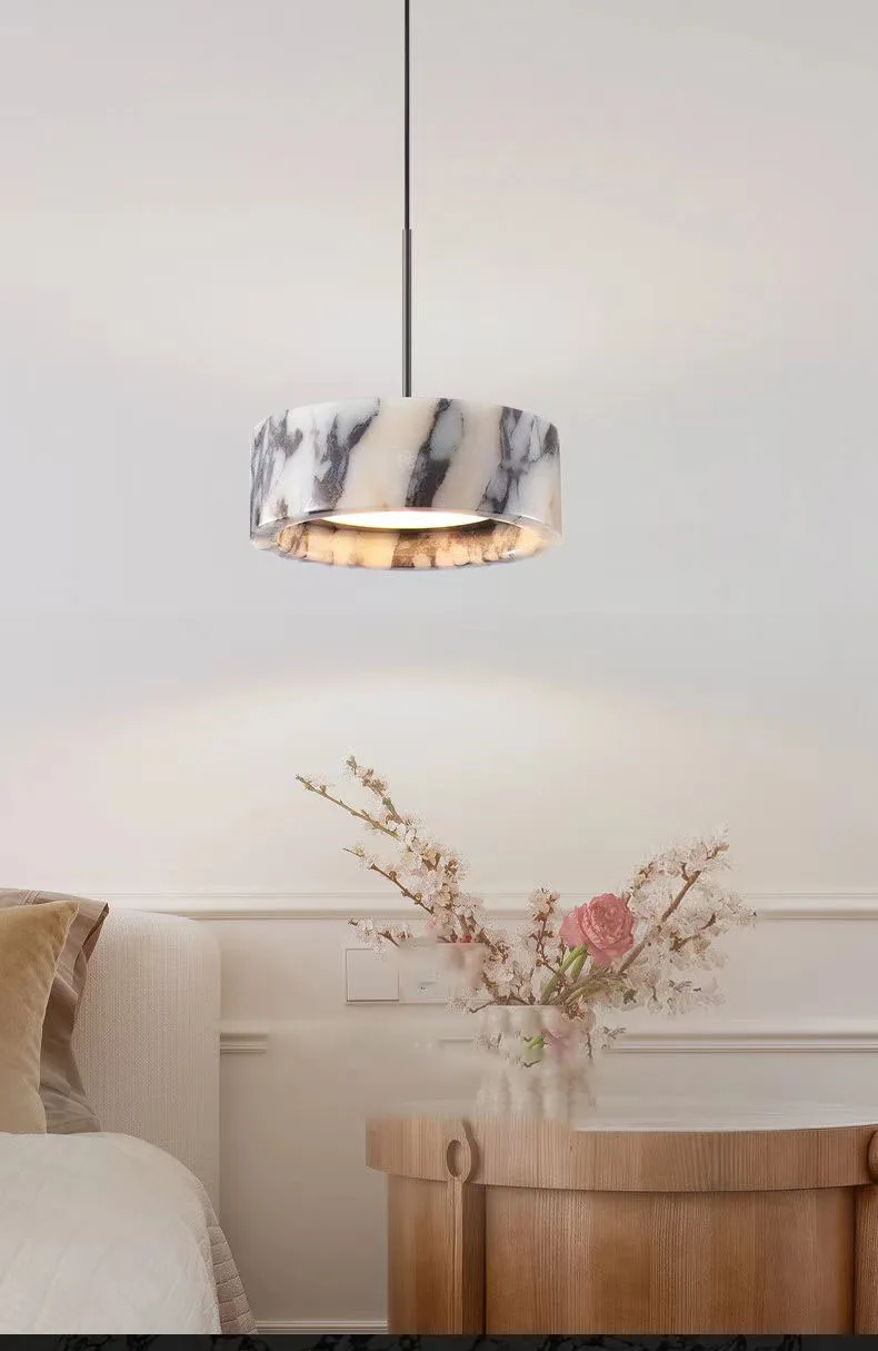 Natural Stone LED Chandelier Dimmable Wire Height Adjustable