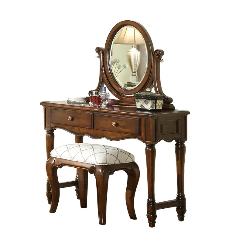Scatola aperta da donna Piccola cassettiera Eithe Cassetti Sgabello Toeletta di lusso in legno Specchio per trucco Hotel Comoda Pra Quarto Furniture