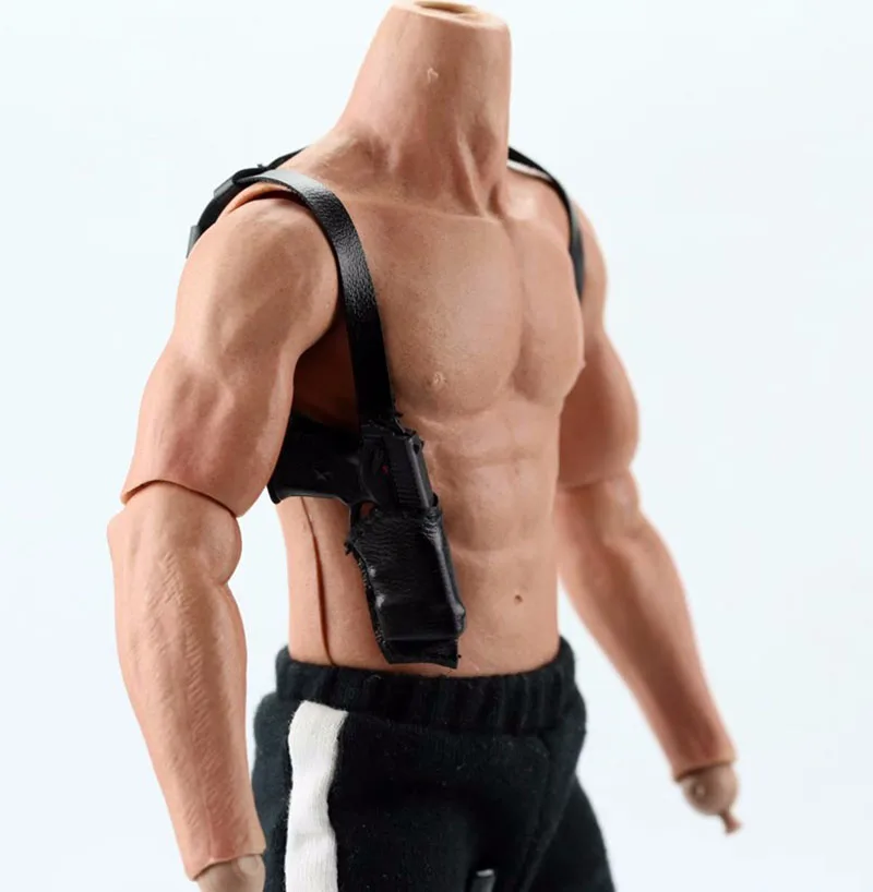 1/6 Scale Model Strap Chest Bag Military Leather Underarm Hidden Tactical Vertical Holster with Gun For 12 Inch  Action Figure